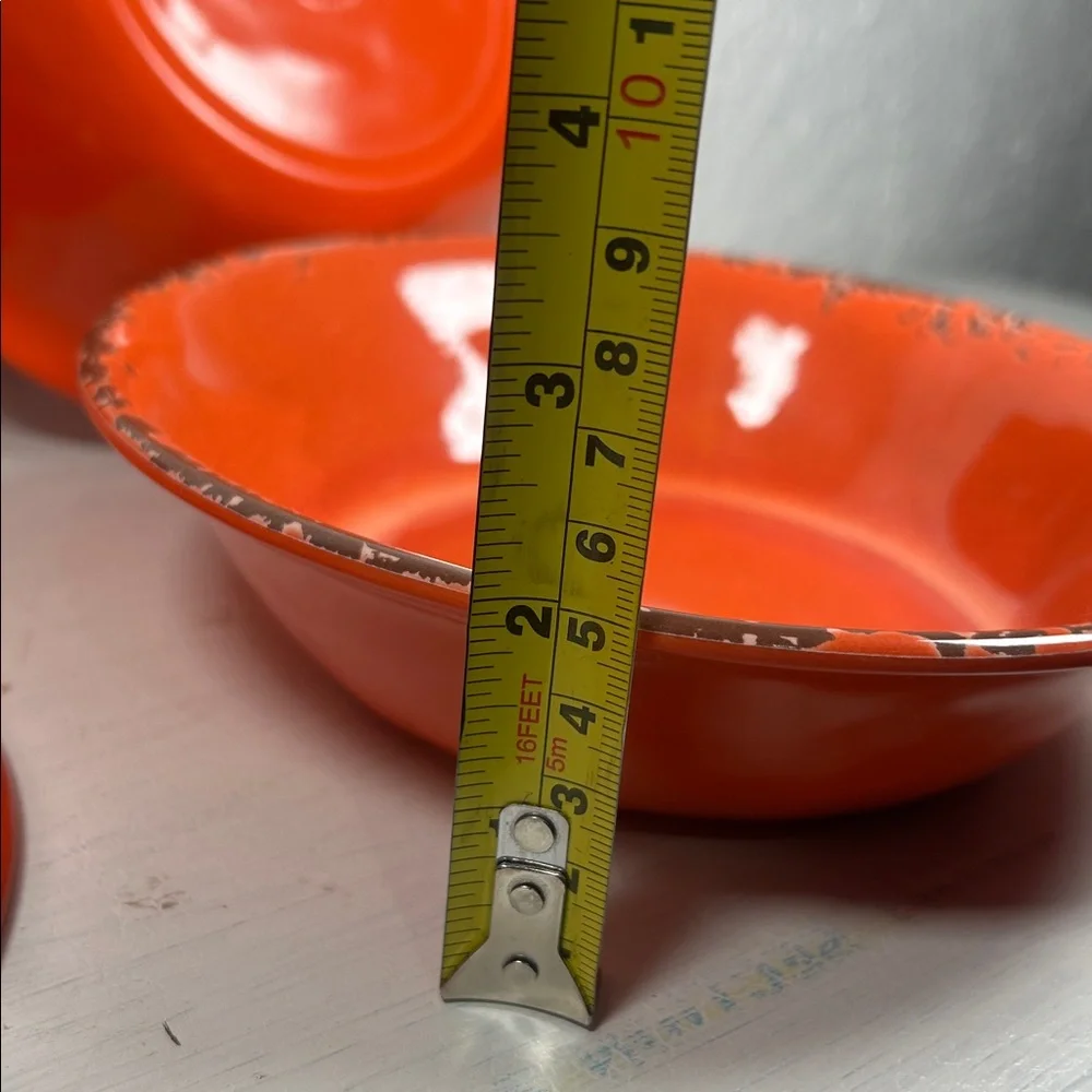Gianna’s Home Bowls Melamine Rustic Orange Set Farmhouse Distressed Orange Bowls